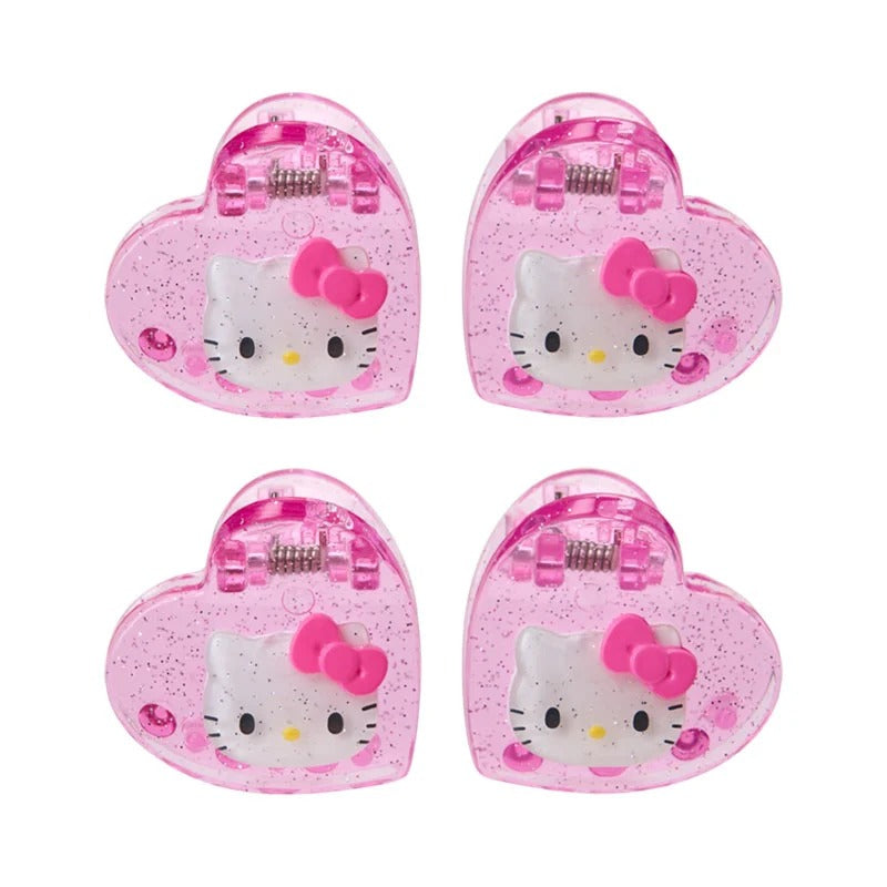 Hello Kitty 4-pc Mini Glitter Hair Clip Set (Pink) Accessory Japan Original