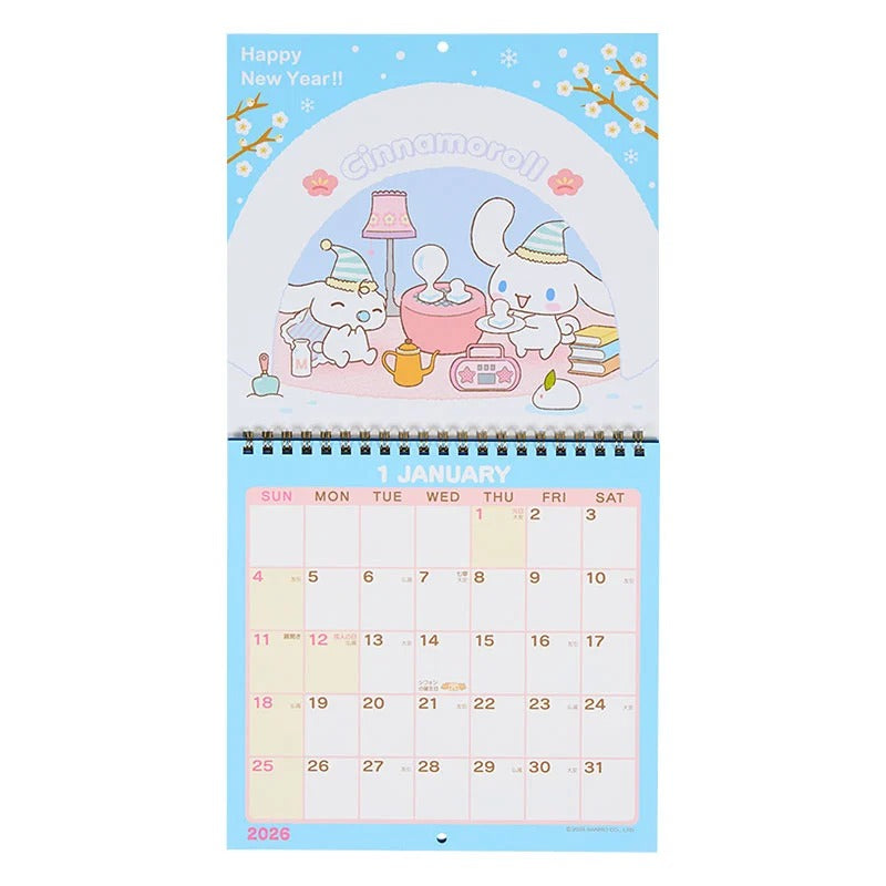 Cinnamoroll 2026 Wall Calendar Stationery Japan Original