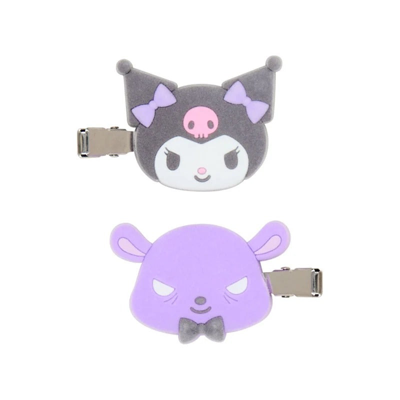 Kuromi Besties Flocked Mini Hair Clip Set Accessory Japan Original