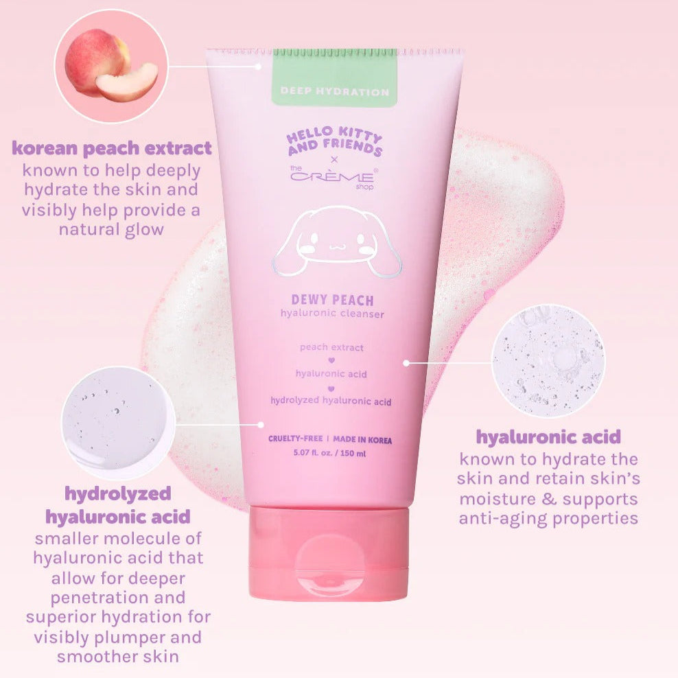 Hello Kitty and Friends x The Crème Shop Dewy Peach Hyaluronic Cleanser Beauty The Crème Shop