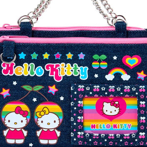 Hello Kitty Mini Zipper Denim Pouch (Heisei Heart Series) Bags Japan Original