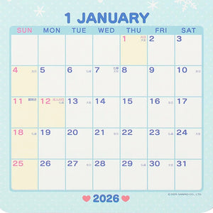 Hello Kitty 2026 Die-Cut Wall Calendar Seasonal Japan Original