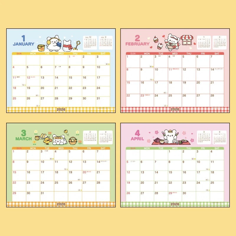 Hanamaruobake 2026 Desk Calendar Stationery Japan Original