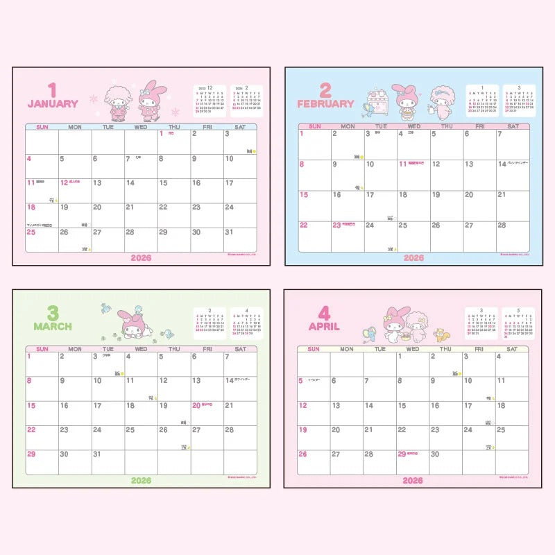 My Melody 2026 Desk Calendar Stationery Japan Original