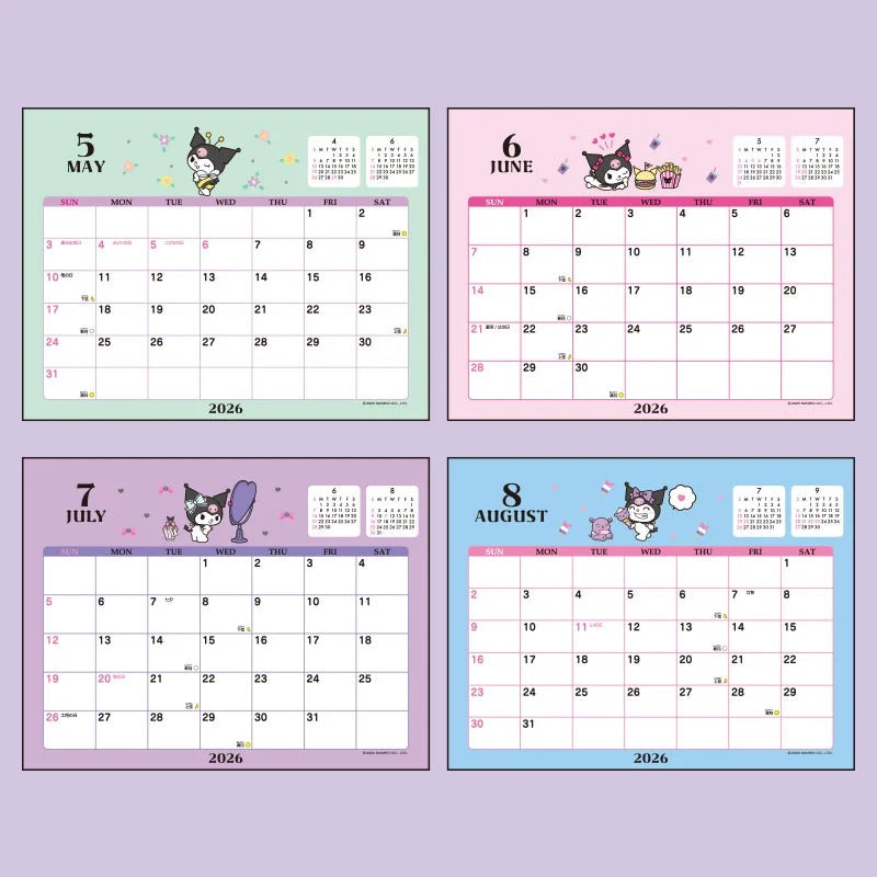 Kuromi 2026 Desk Calendar Stationery Japan Original