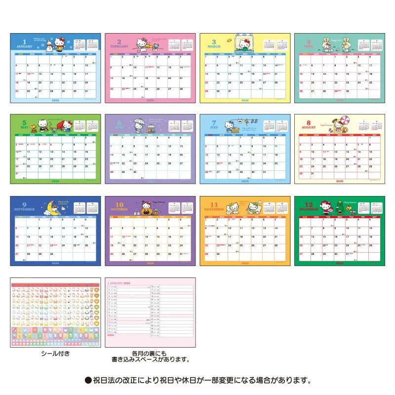 Hello Kitty 2026 Desk Calendar Stationery Japan Original