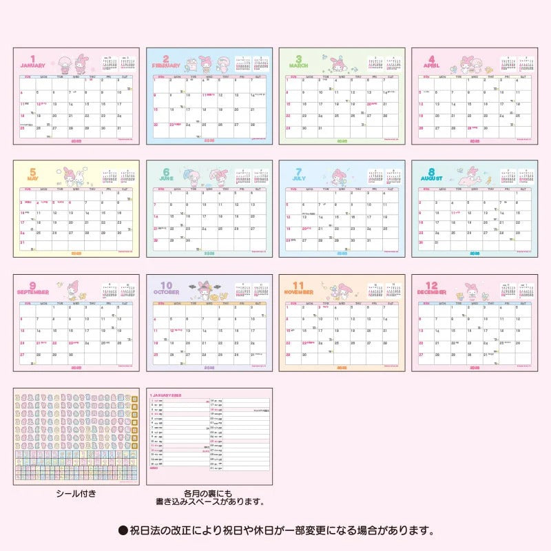 My Melody 2026 Desk Calendar Stationery Japan Original