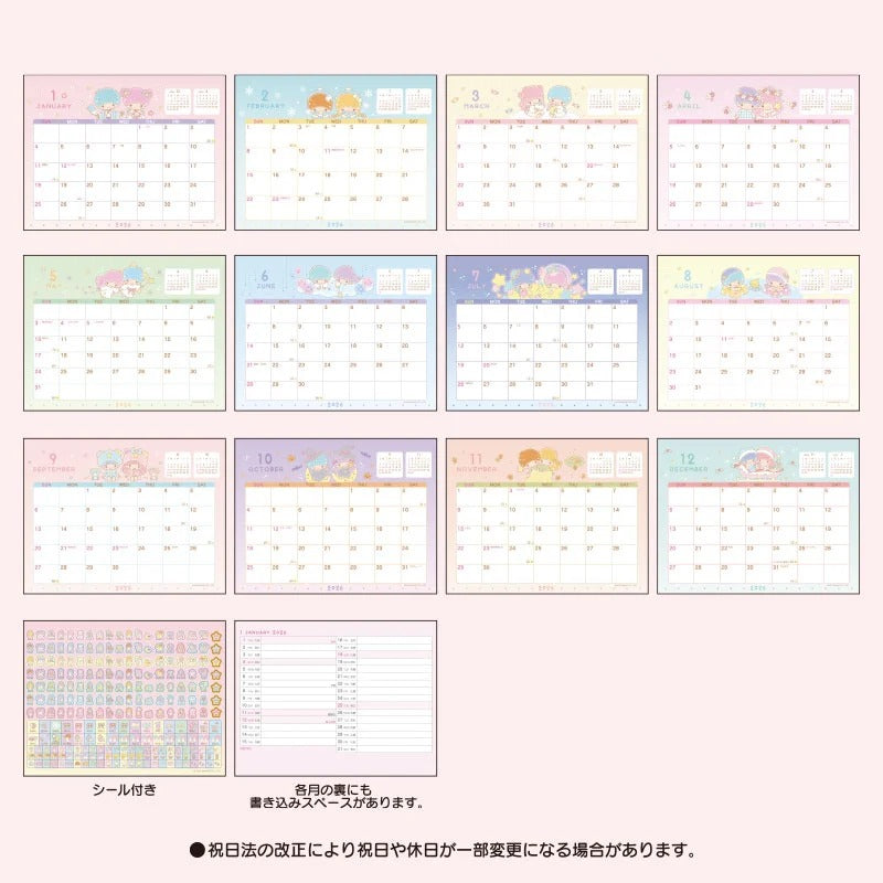 LittleTwinStars 2026 Desk Calendar Stationery Japan Original