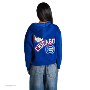 Hello Kitty x The Wild Collective Chicago Cubs Zip-Up Hoodie Apparel The Wild Collective