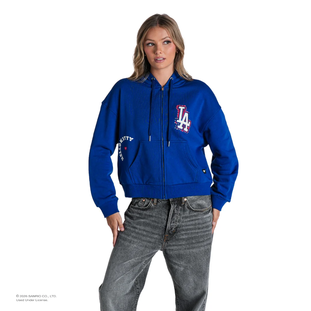 Hello Kitty x The Wild Collective Los Angeles Dodgers Zip-Up Hoodie Apparel The Wild Collective