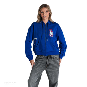 Hello Kitty x The Wild Collective Los Angeles Dodgers Zip-Up Hoodie Apparel The Wild Collective