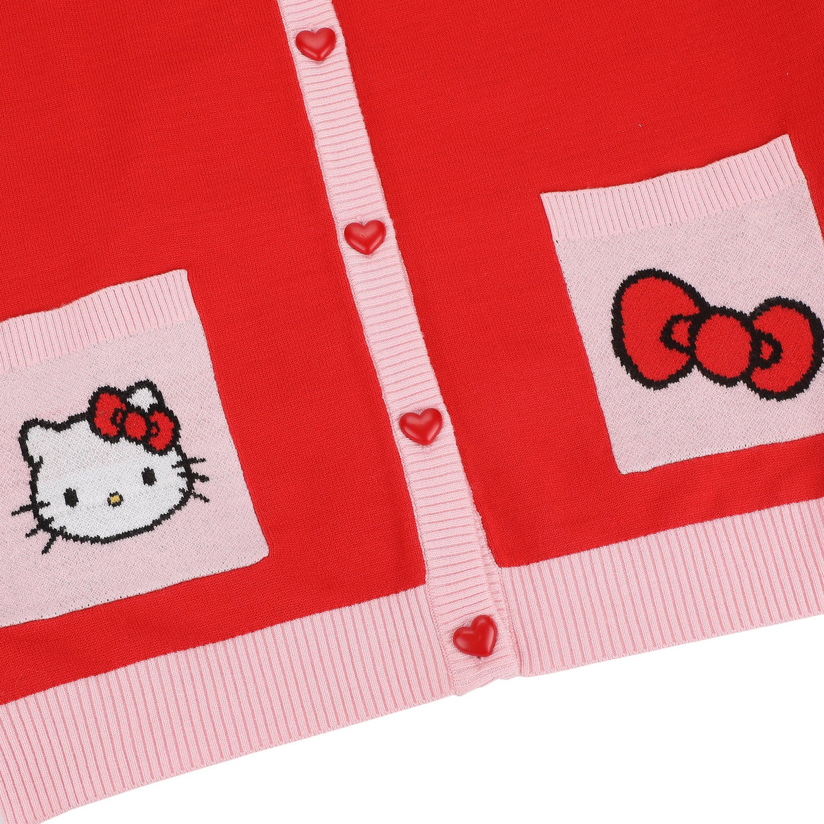 Hello Kitty Cozy Knit Cardigan (Pink Hearts) Apparel BIOWORLD