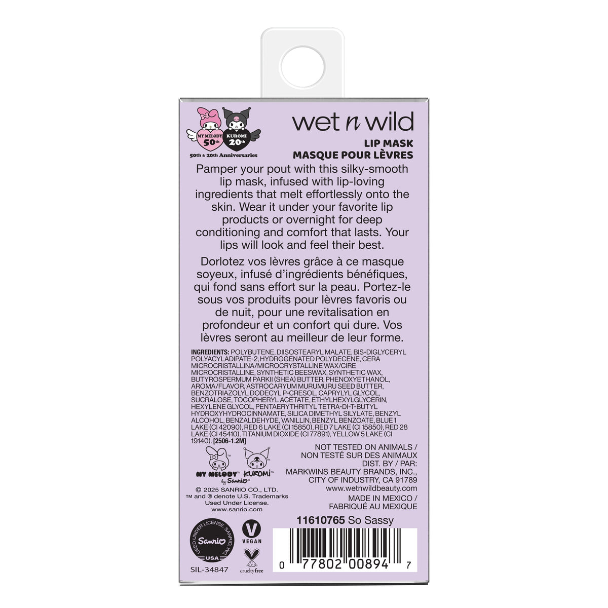 My Melody & Kuromi x Wet n Wild Lip Mask (Kuromi) Beauty MARKWINS