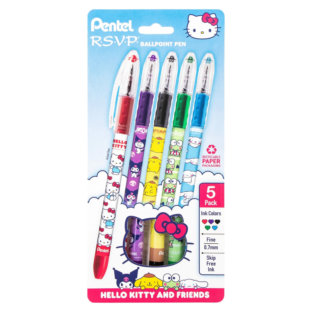 Hello Kitty and Friends x Pentel RSVP Ballpoint Pen Pack (Mix 1 - 5-Pk) Stationery Pentel Of America Ltd