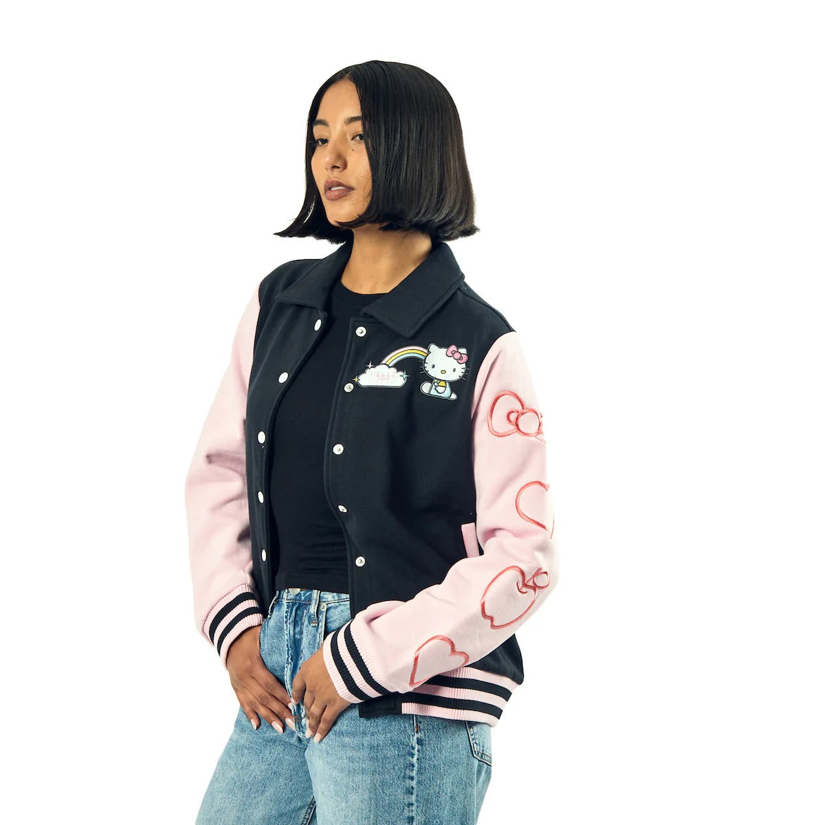 Hello Kitty Rainbow Varsity Jacket Apparel BIOWORLD