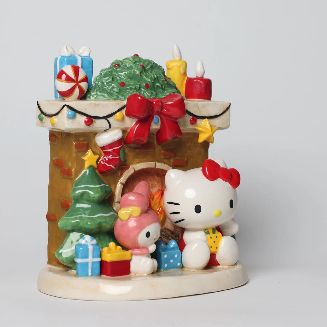 Hello Kitty and My Melody Holiday Ceramic Fireplace Figurine Home Goods Blue Sky Clayworks