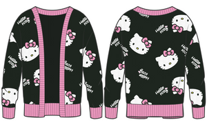Hello Kitty Cozy Face Knit Cardigan (Black & Pink) Apparel BIOWORLD