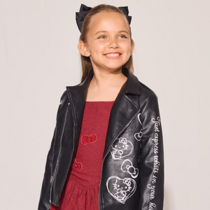 Hello Kitty x Lola + The Boys Kids Graffiti Biker Jacket (Black) Apparel Lola and The Boys NYC INC