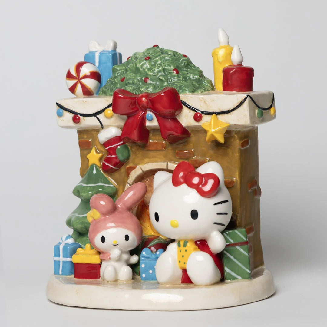Hello Kitty and My Melody Holiday Ceramic Fireplace Figurine Home Goods Blue Sky Clayworks