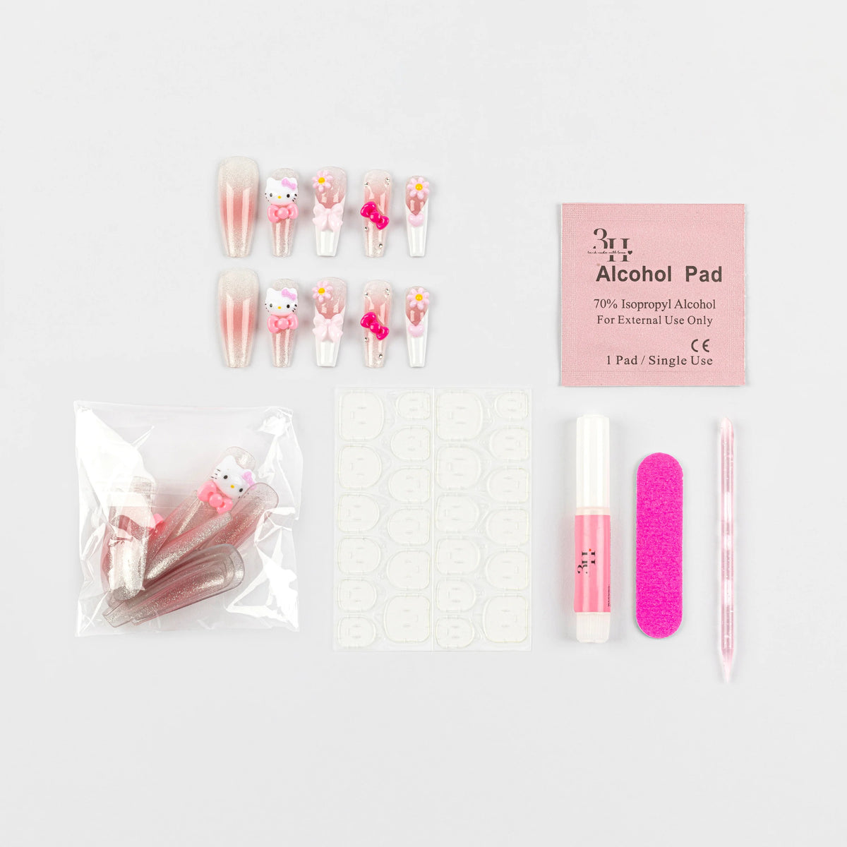 Hello Kitty x 3H Nails 3D Press-On Nails (Long) Beauty 3H NAILS