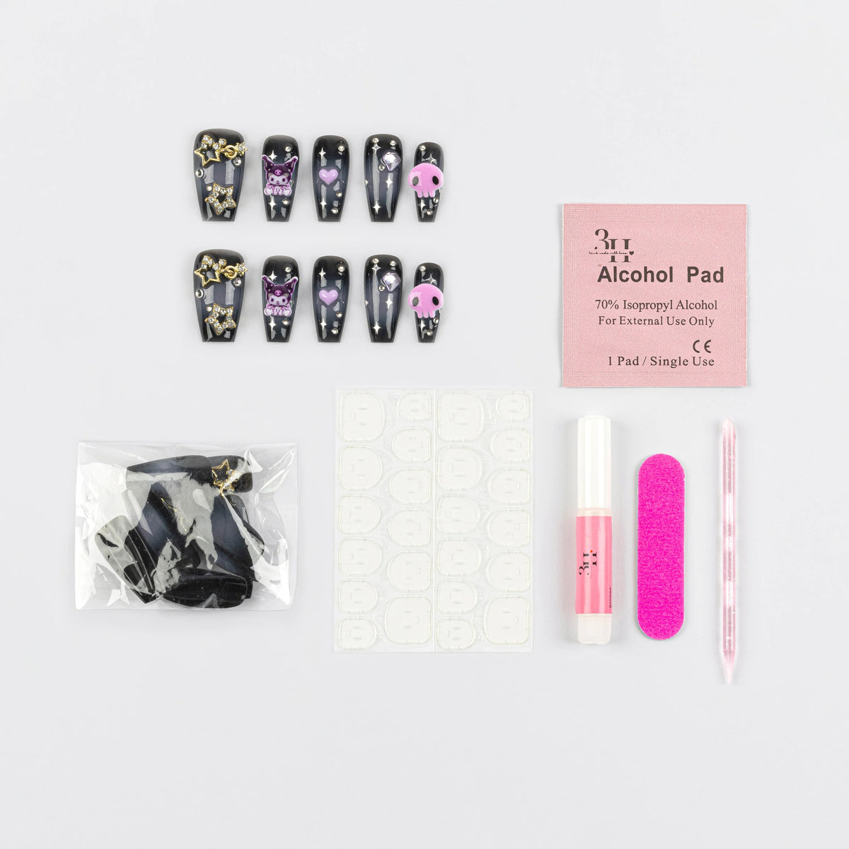 Kuromi x 3H Nails 3D Press-On Nails (Long) Beauty 3H NAILS