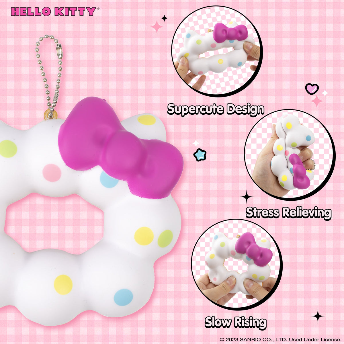 Hello Kitty Mochi Donut Squishy Keychain