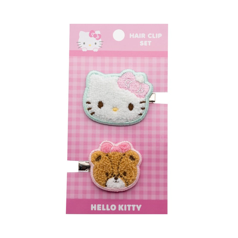 Hello Kitty 2-pc Chenille Hair Clips Accessory Global Original
