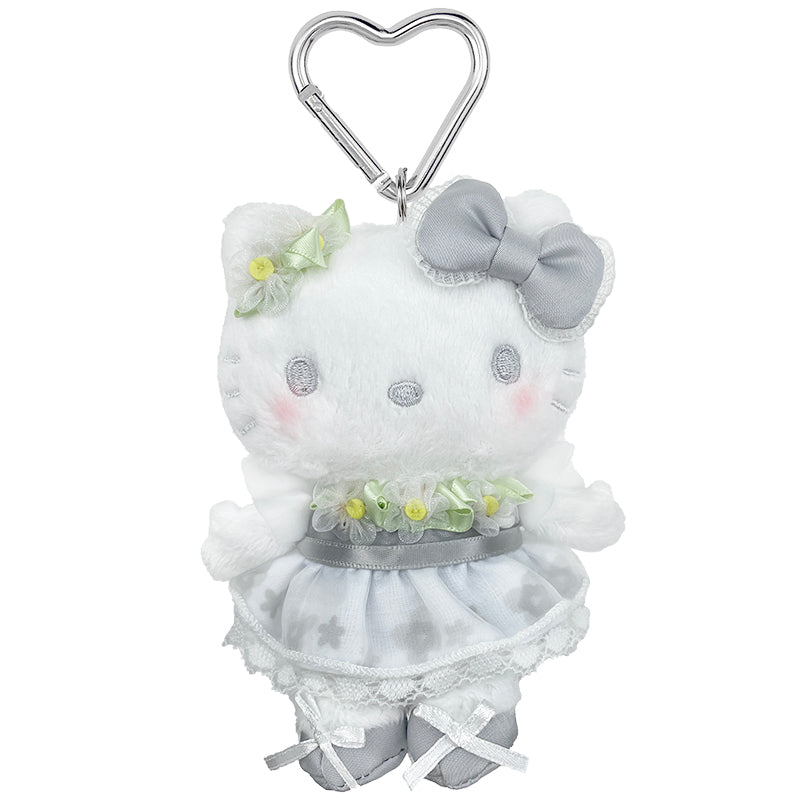 Hello Kitty Silver Plush Mascot Keychain (50th Anniv. Floral
