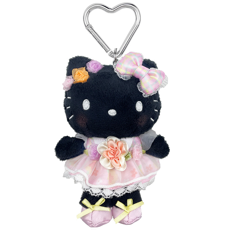 Hello Kitty Black Plush Mascot Keychain (50th Anniv. Floral Series)