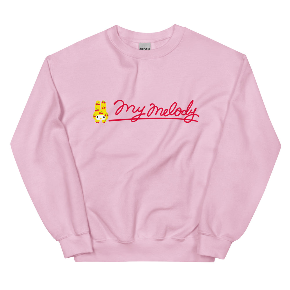 My Melody Cherry Sweet Logo Classic Crewneck Apparel Printful Light Pink S