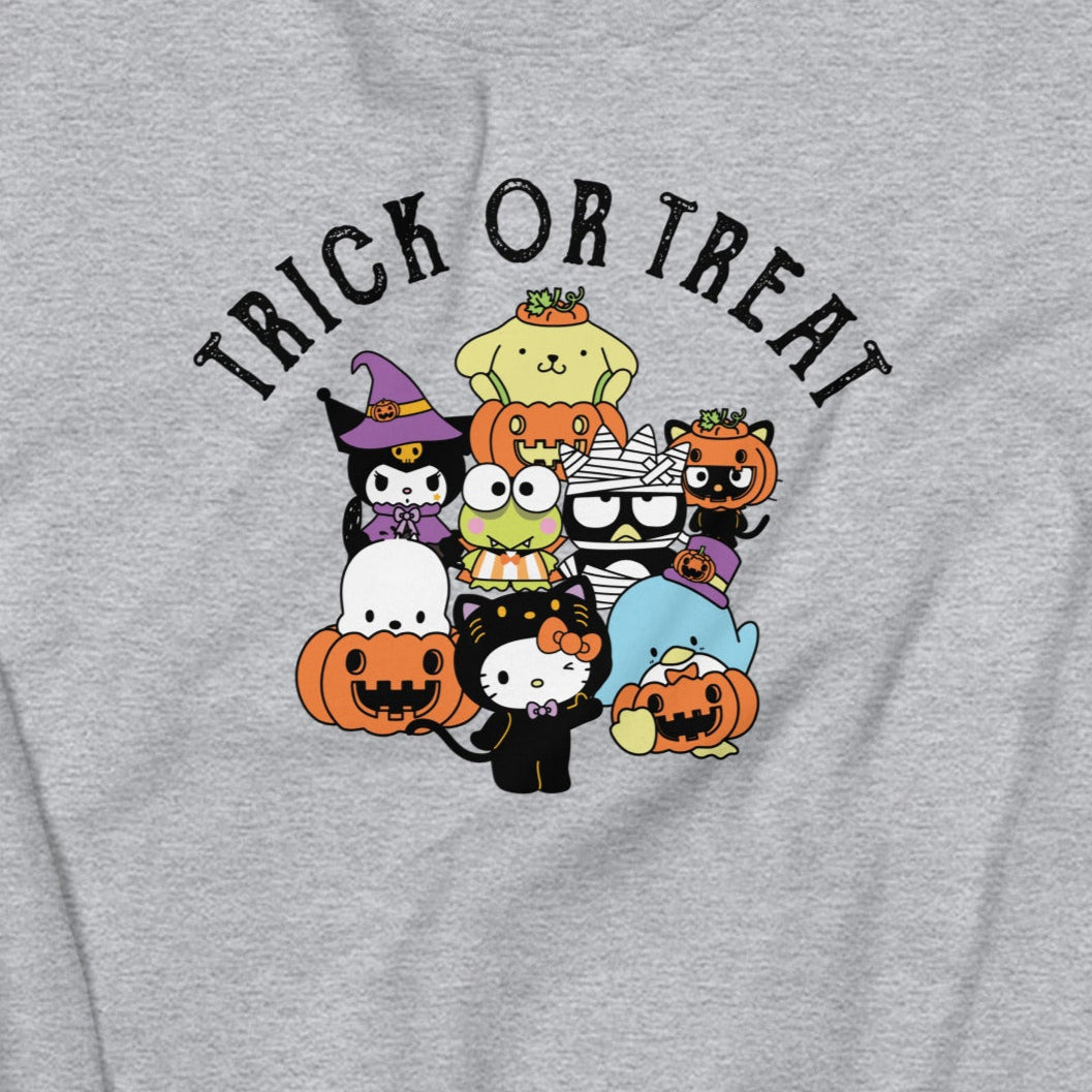 Hello Kitty and Friends Trick or Treat Classic Crewneck Apparel Printful Heather Grey S 