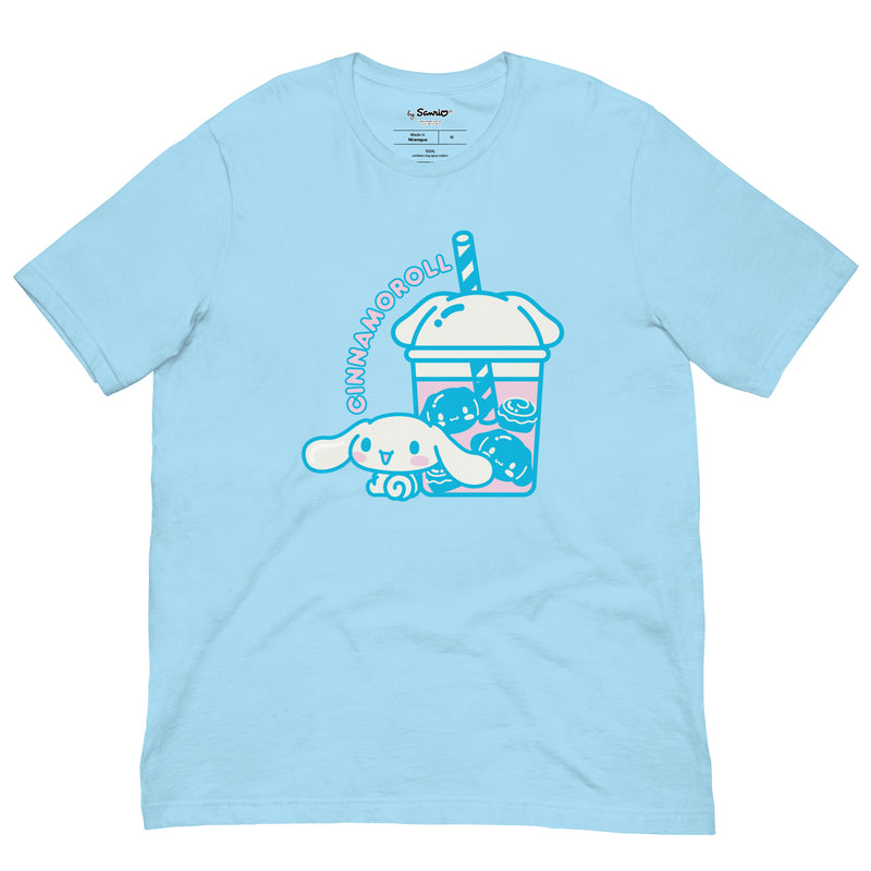 Cinnamoroll Blue Ginham Daisy T-Shirt - Official Sanrio Character Apparel Lightweight Cotton Tee