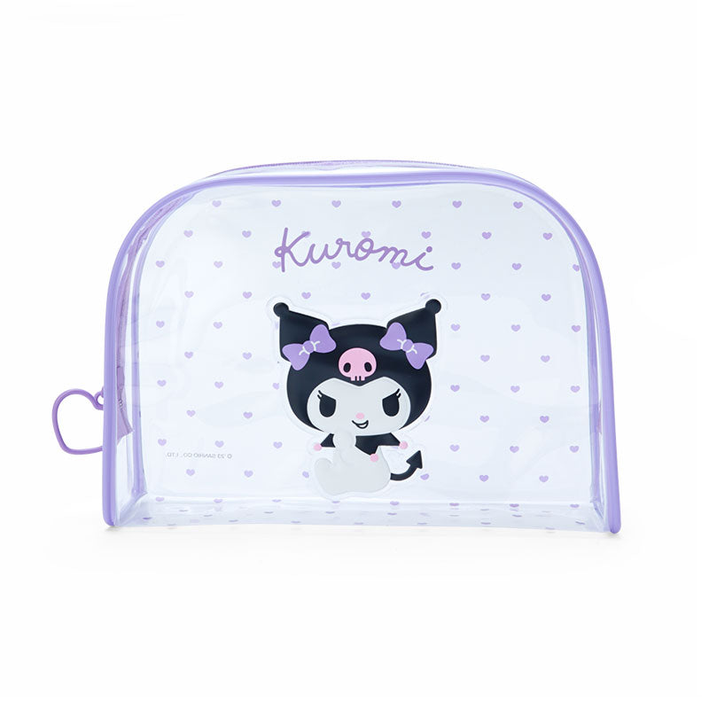 Kuromi Clear Hearts Zipper Pouch Bags Japan Original   