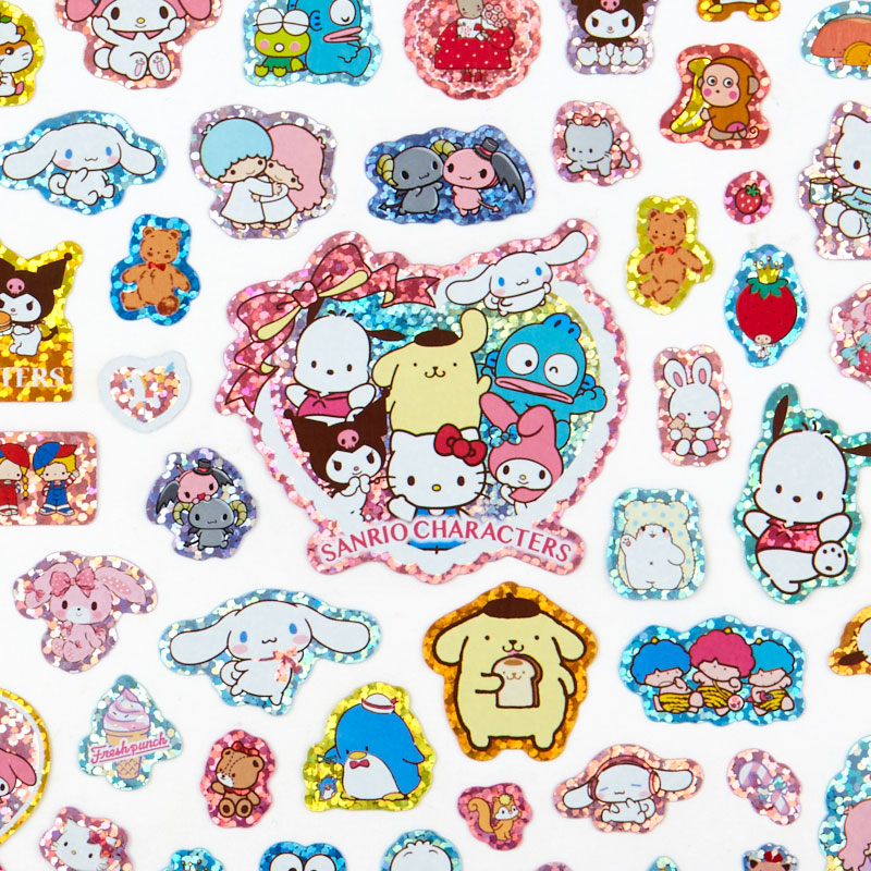 Sanrio Characters 100-Piece Glitter Sticker Sheet Stationery Japan Original   