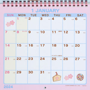 Sanrio Characters 2024 Wall Calendar Seasonal Japan Original   
