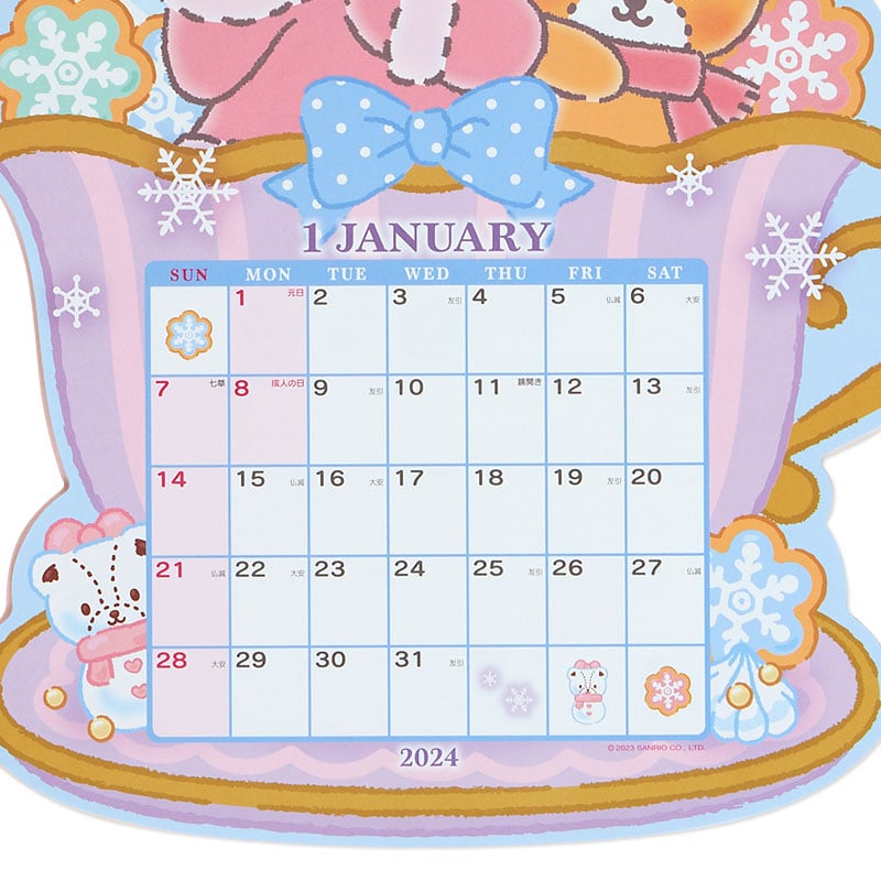 Hello Kitty 2024 Die-Cut Wall Calendar Seasonal Japan Original   