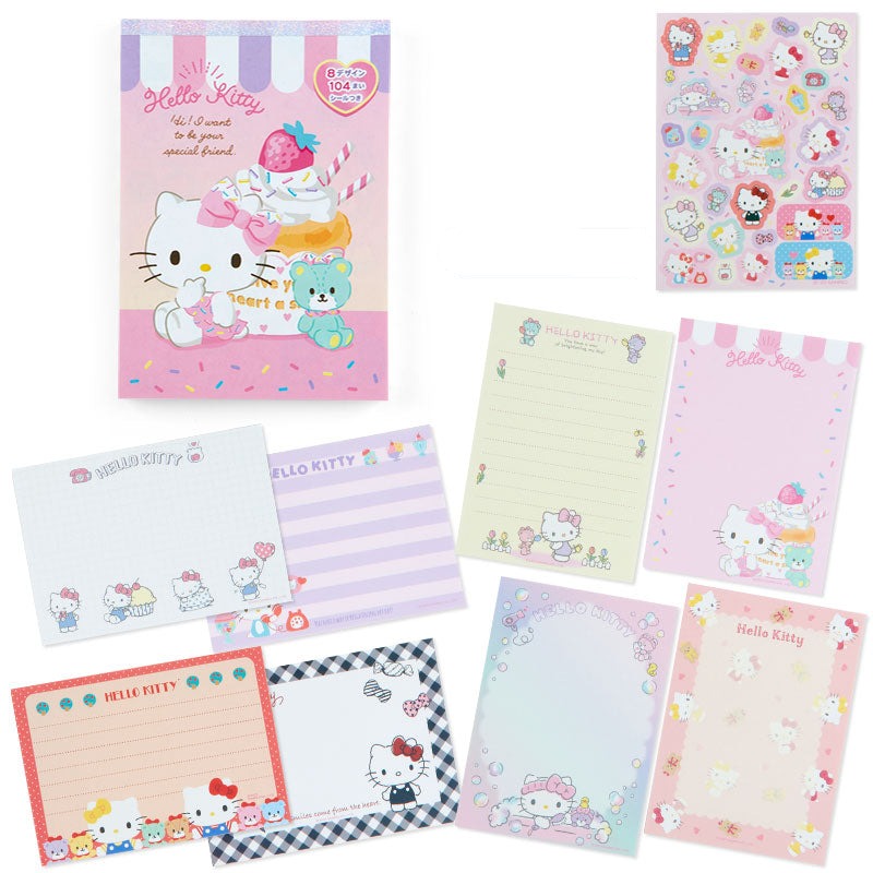 Hello Kitty Memo Pad &amp; Sticker Set Stationery Japan Original   
