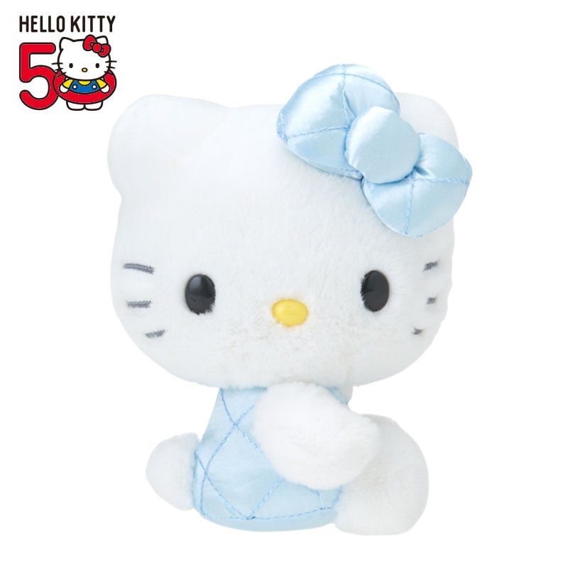 Hello Kitty 50th Anniv. Plush Mascot (Quilted Blue) Plush Japan Original   