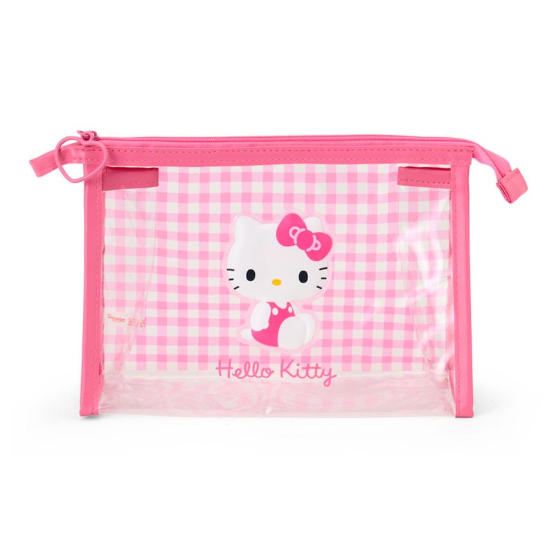Hello Kitty Clear Gingham Zipper Pouch Bags Japan Original