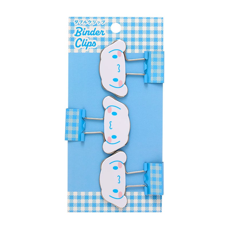 Cinnamoroll Gingham Binder Clips (Set of 3) Stationery Japan Original