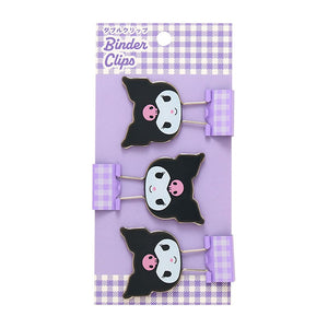 Kuromi Gingham Binder Clips (Set of 3) Stationery Japan Original