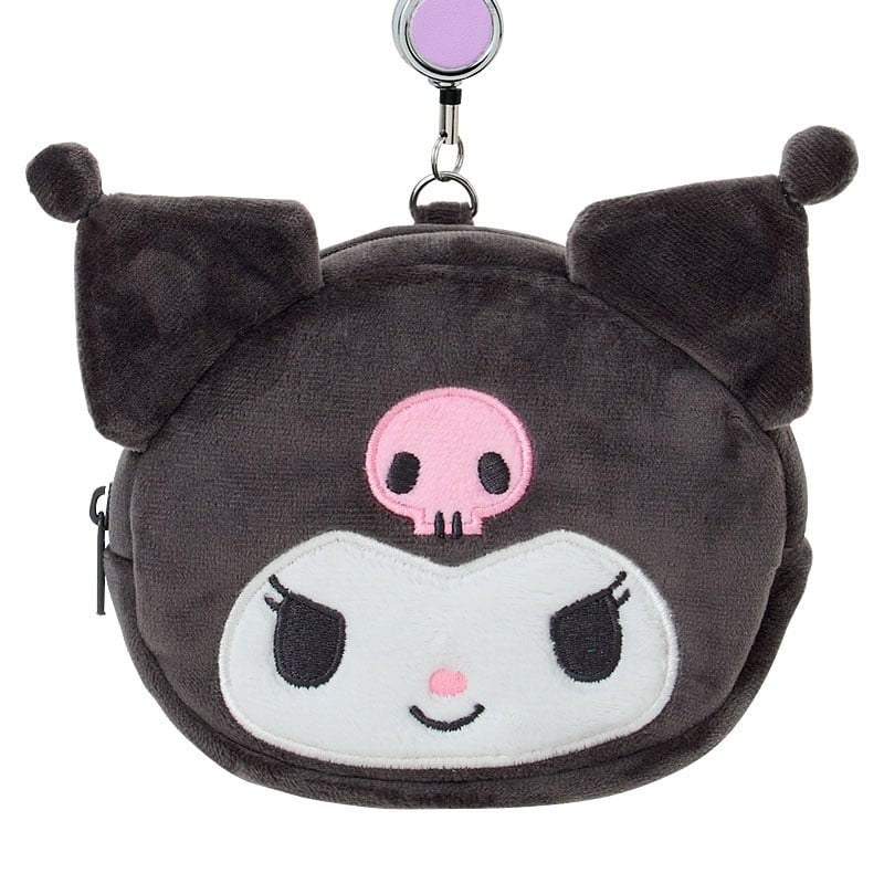 Kuromi Plush ID Badge Holder & Reel Accessory Japan Original