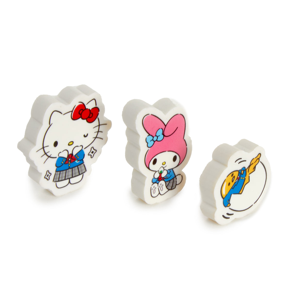 Hello Kitty and Friends Time for Class 3-Piece Eraser Set Stationery Sanrio   