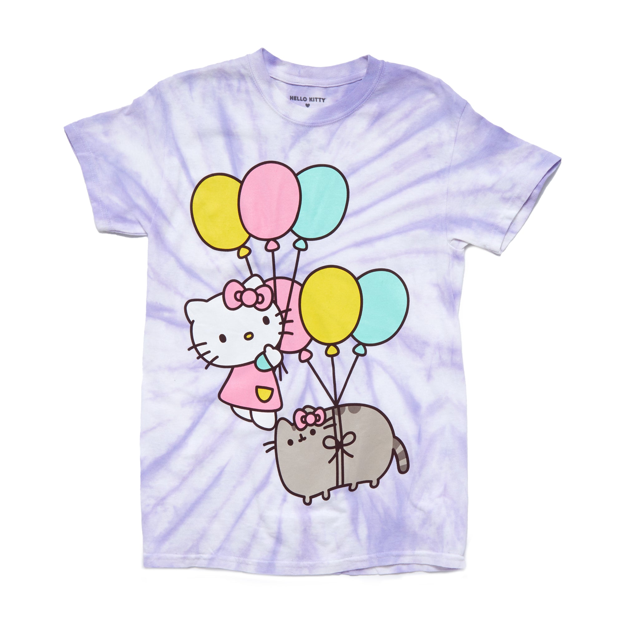 x Pusheen Balloon T-shirt (Plus) Kitty Tie-dye Hello