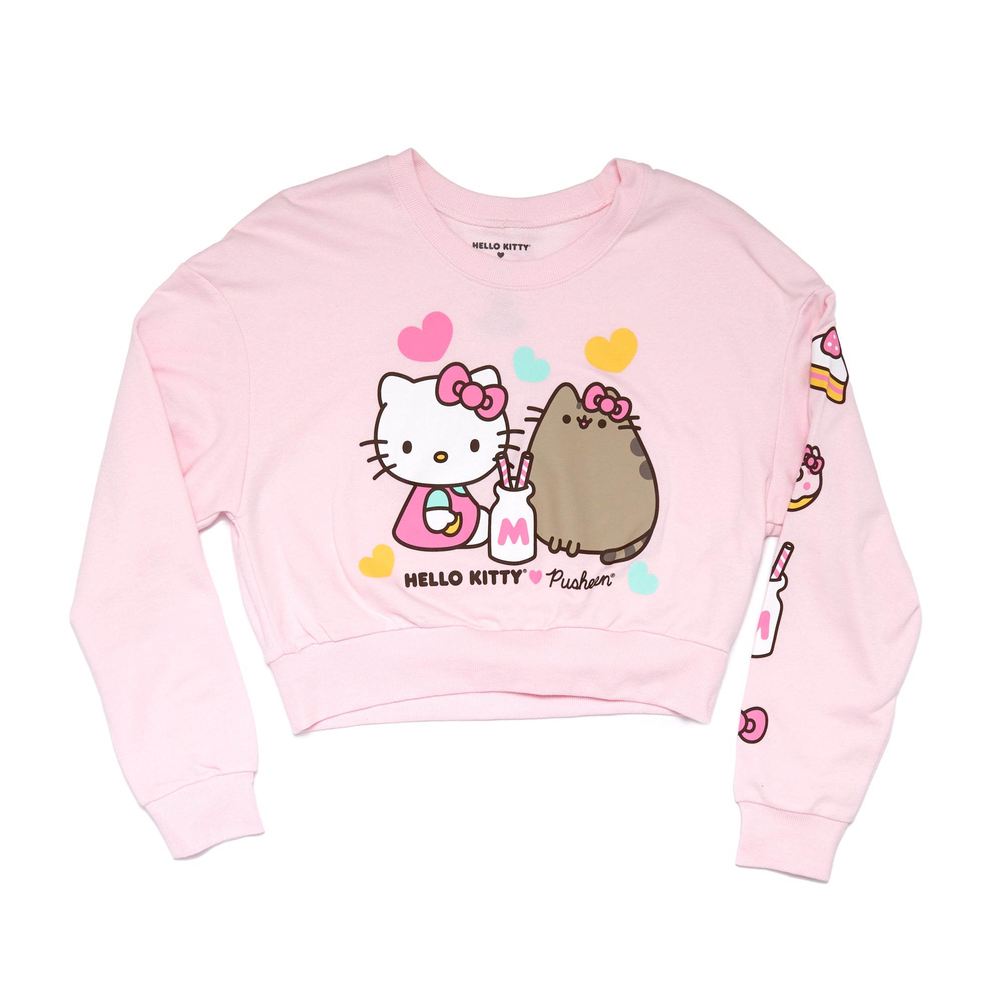 Hello Kitty x Pusheen French Terry Crop Pullover Apparel Hybrid Apparel   