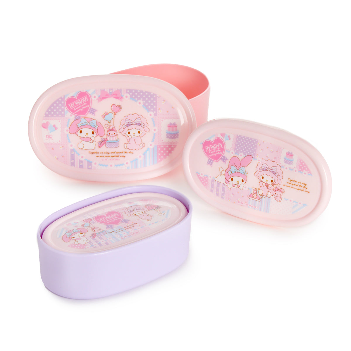 My Melody &amp; My Sweet Piano Patchwork Containers (Set of 3) Kitchen Sanrio   