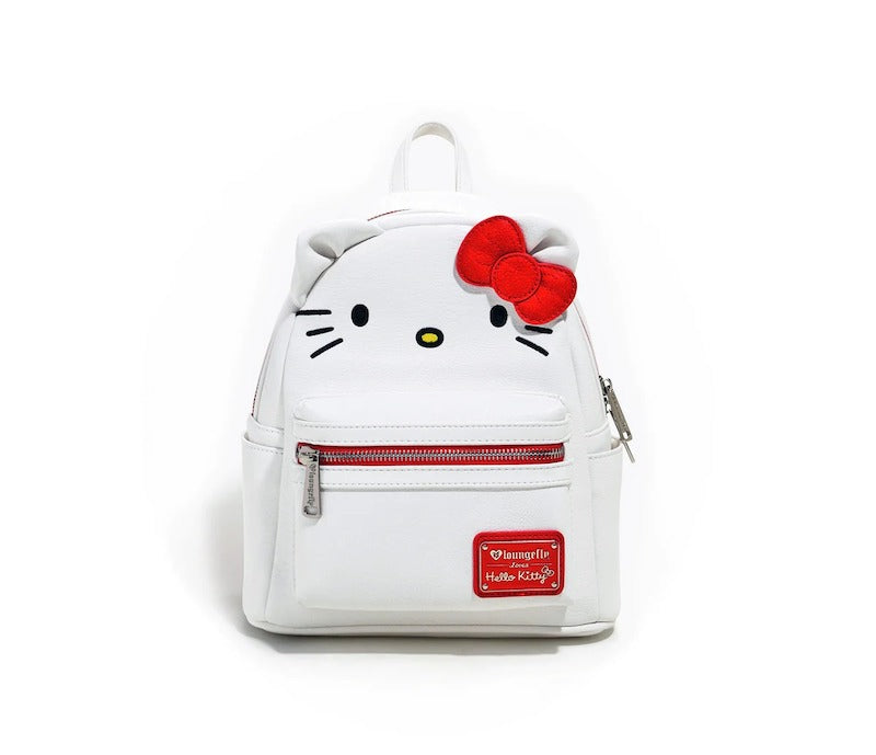 hello kitty adult backpack Fast Forward Sanrio for Women, Men, Unisex | Cute PU Leather Large Backpack Purse Shoulder Purse while her signature red hair bow tops off the look Hello Kitty Large Capacity Pink