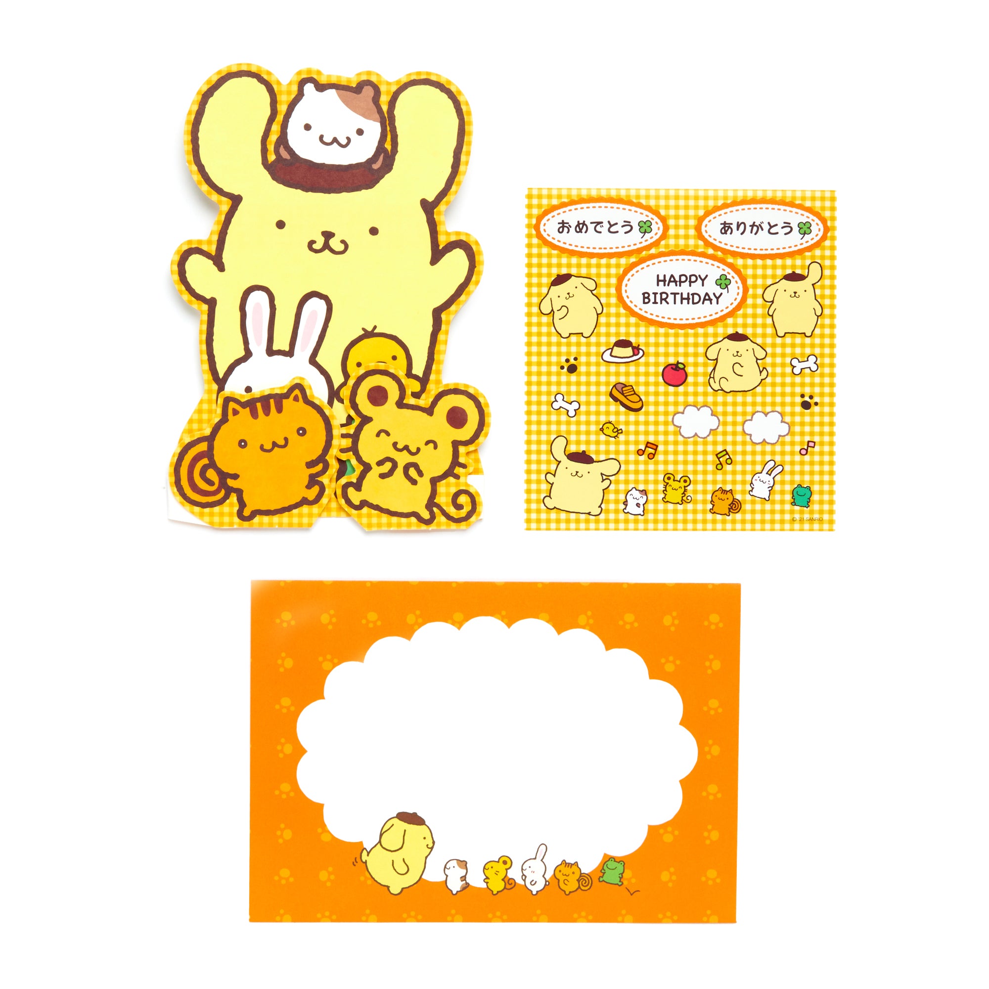 Pompompurin Stickers and Greeting Card Stationery Japan Original   