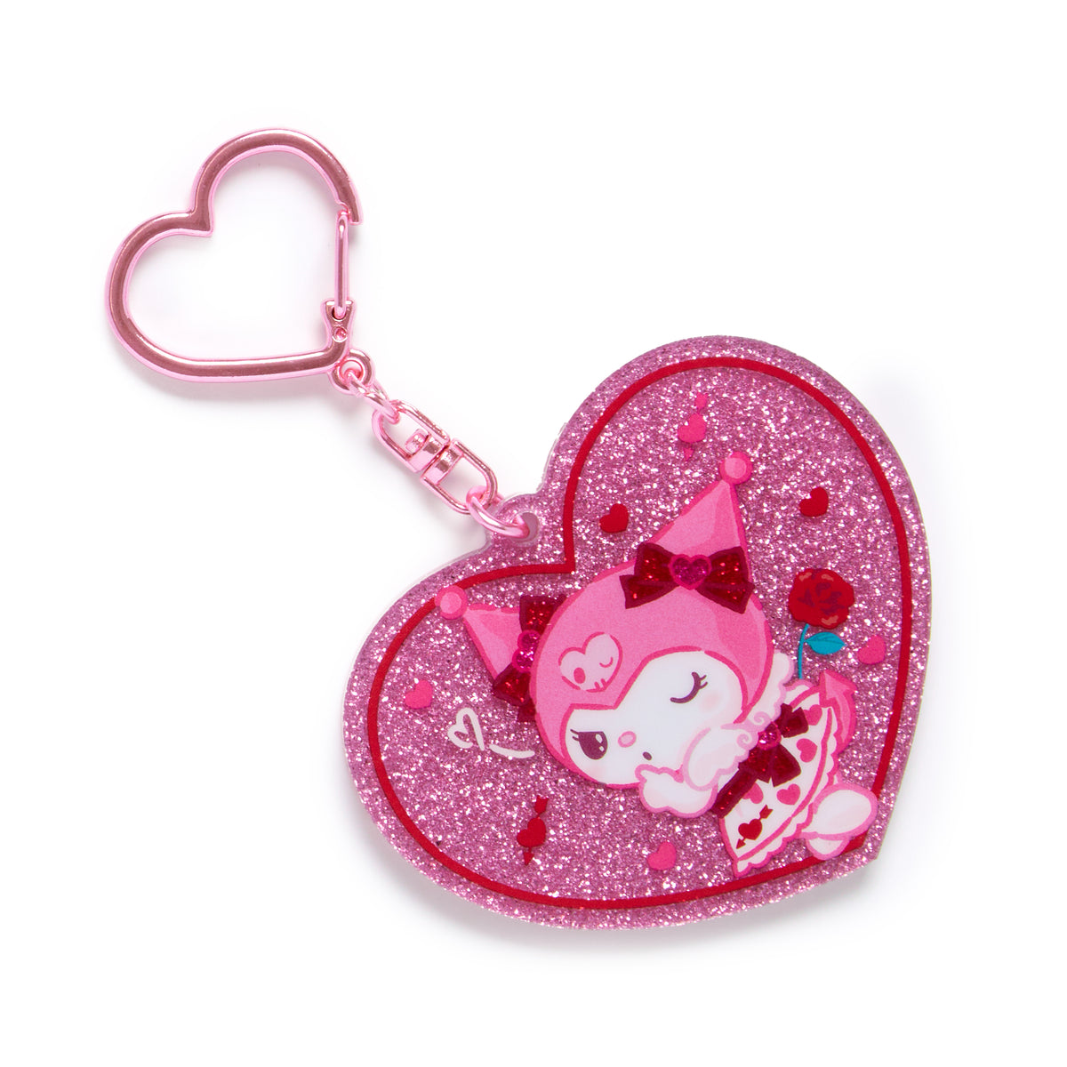 Kuromi Glitter Heart Keychain (Cupid Series) Accessory Japan Original   