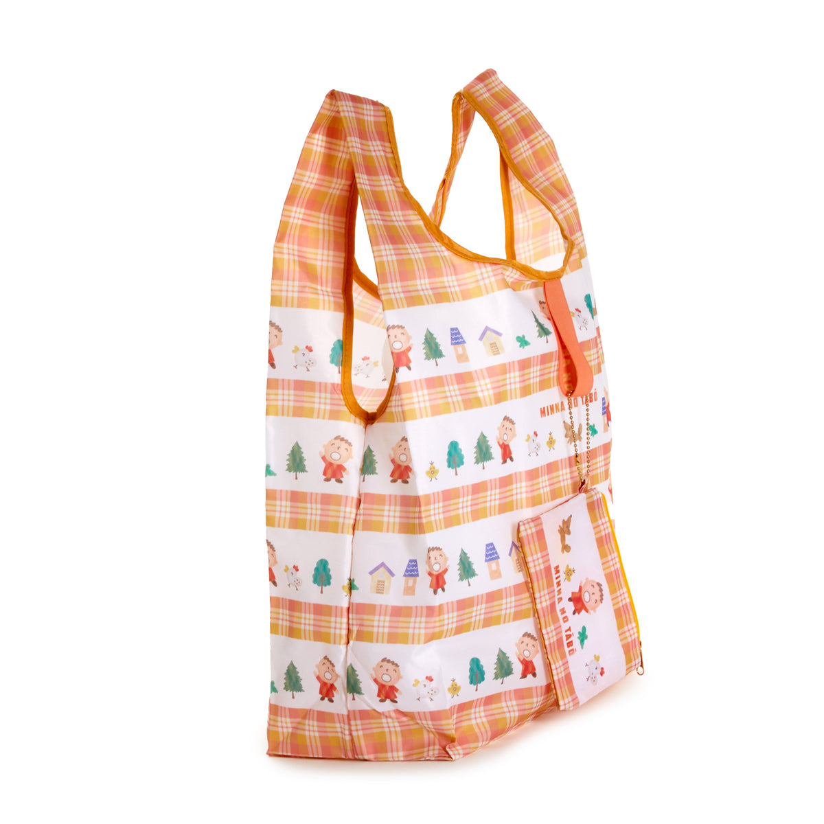 Minna no Tabo Reusable Tote (Orange Plaid Series) Bags Global Original   